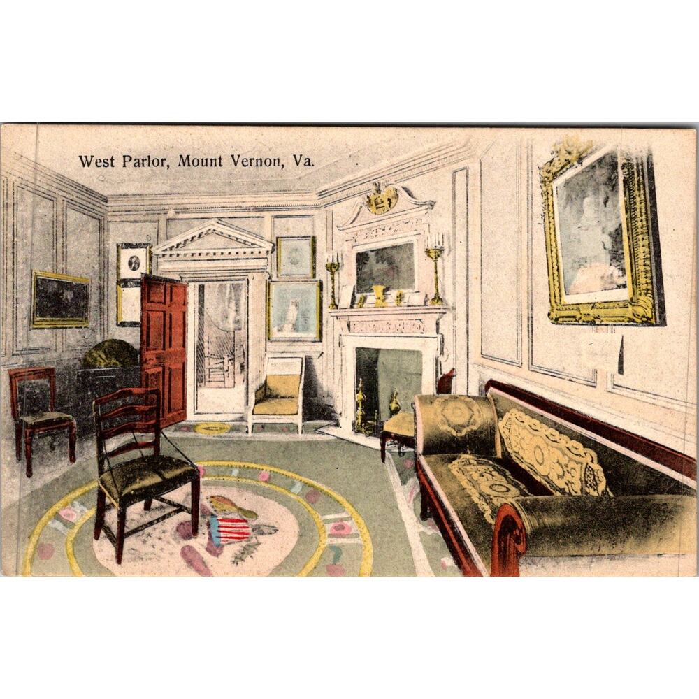 West Parlor George's Washington's Home Mount Vernon VA Vintage Postcard SP17-24